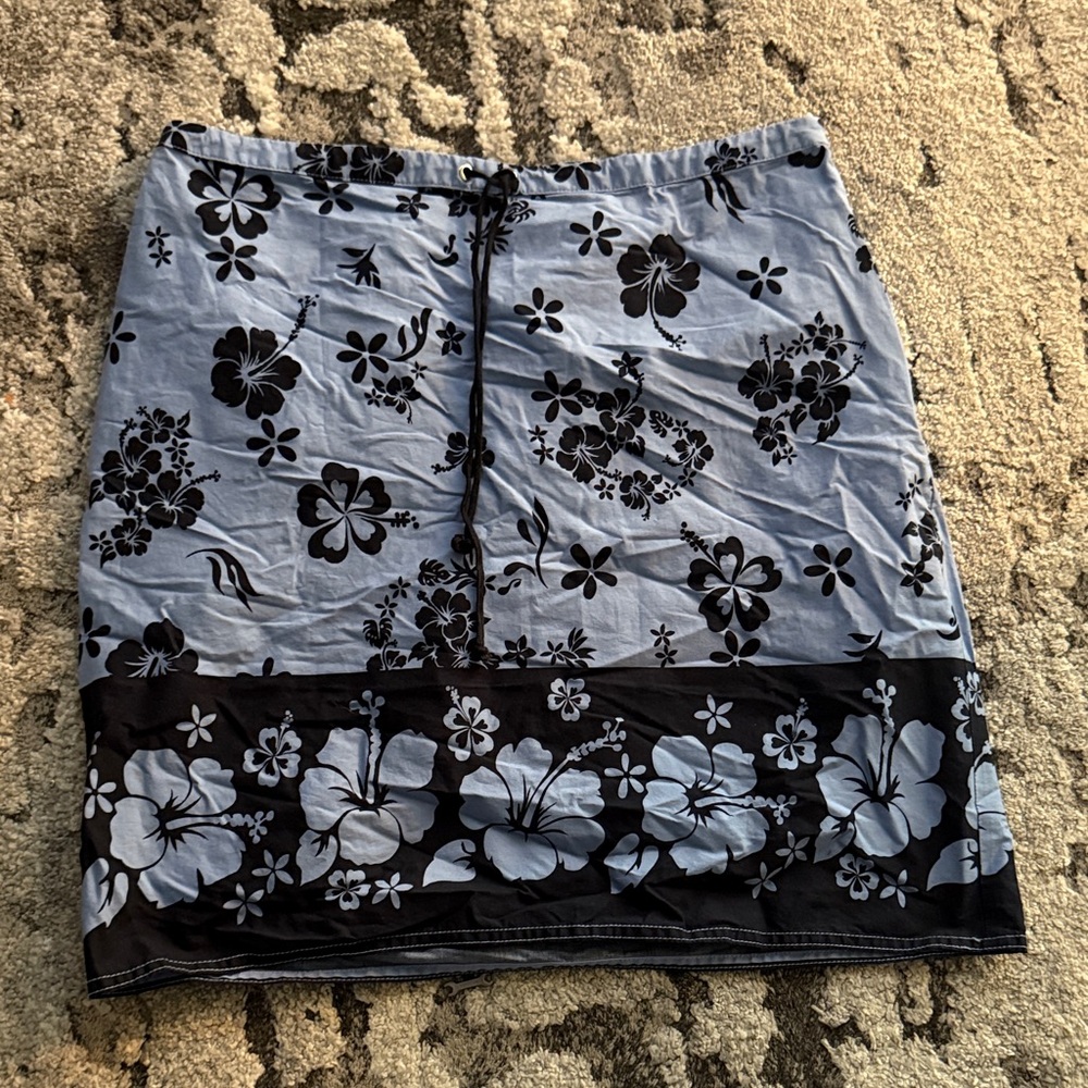 LOFT Floral Mini Skirt in Black and Blue
